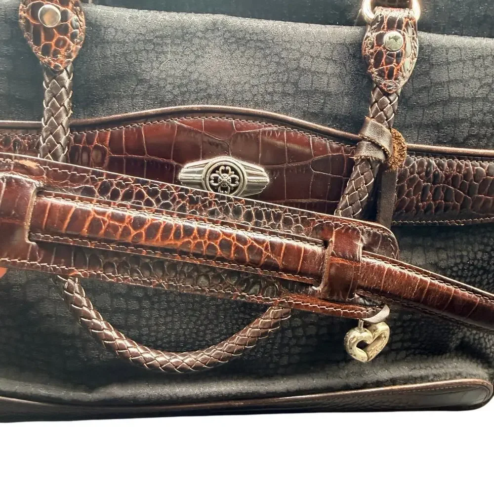 Brighton for Business Martha Leather Laptop Briefcase Croc Trim Work Bag